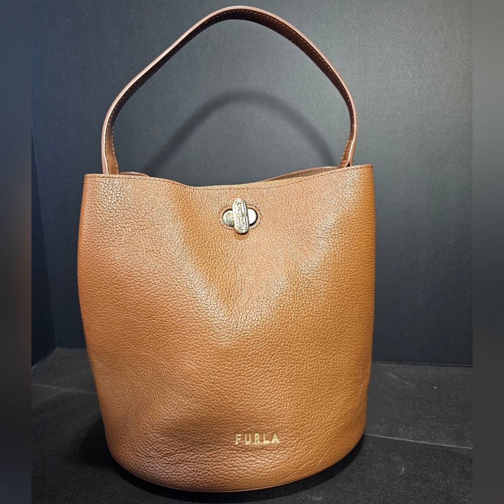 Furla Brown Leather Hobo/ Bucket Bag